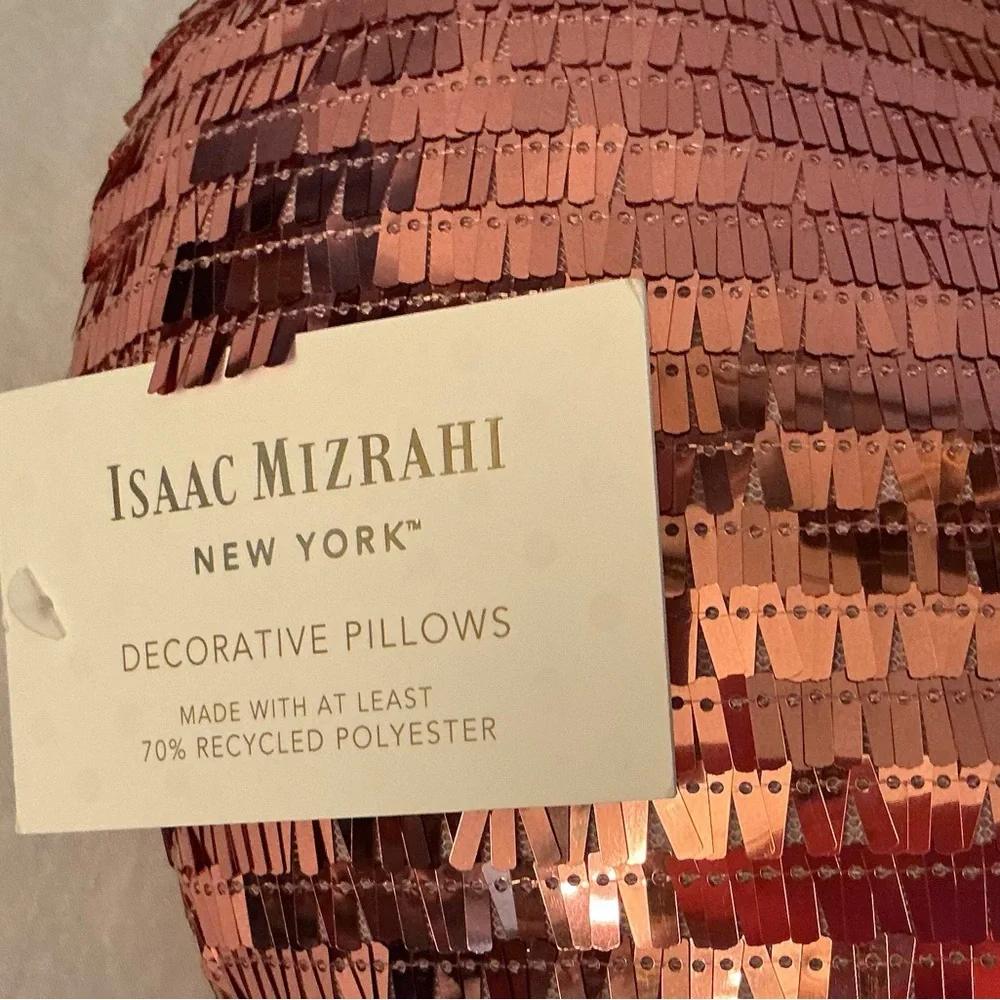 Isaac Mizrahi Pink Sequin Heart-Shaped Pillow